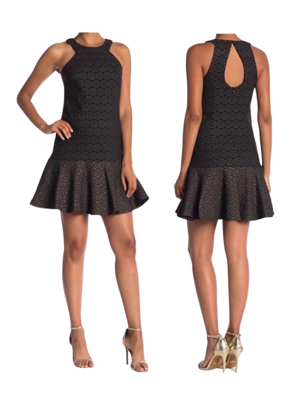 Trina Turk Metallic Party Dress Fun and Flirty Black and Copper NWT | 6